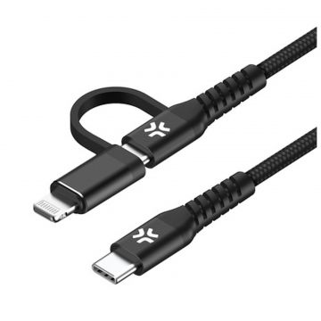 Celly Oplaadkabel USB-C naar USB-C + Lightning t