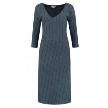 Blue Loop Denimcel Stripe Wrap Dress