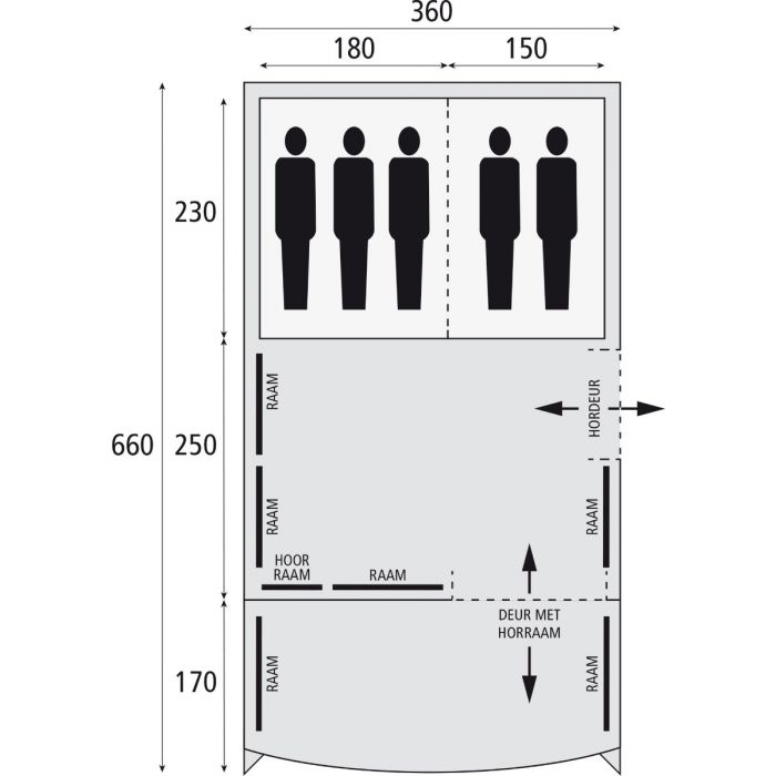 Tunneltent, tunneltenten, kampeertent, gezinstent, Safarica