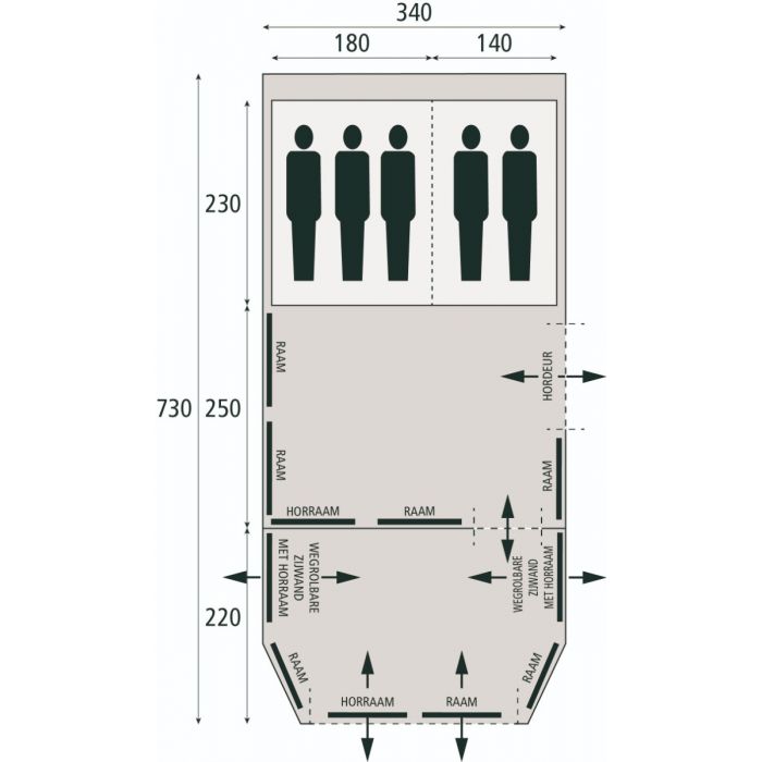 Bardani Tunneltent Royal Prestige 340 RSC
