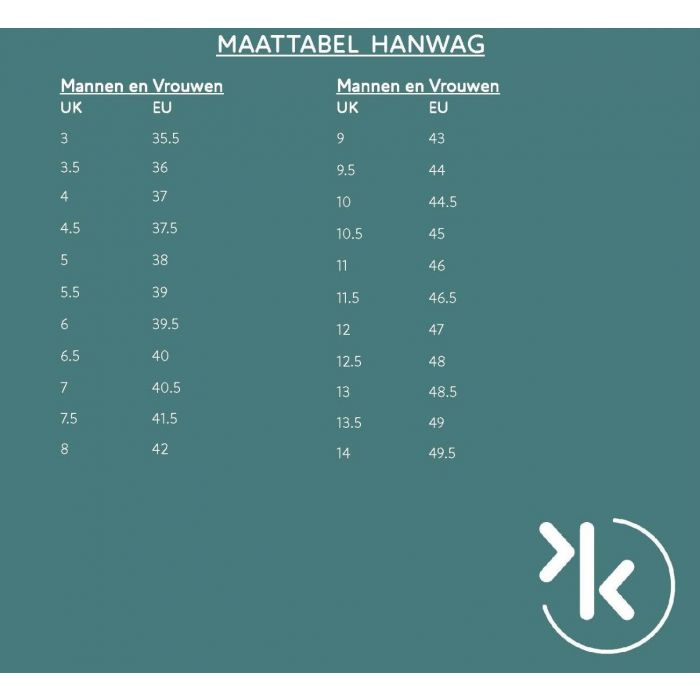Maattabel hanwag 2025
