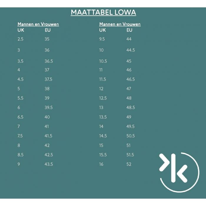 Lowa maattabel clearance