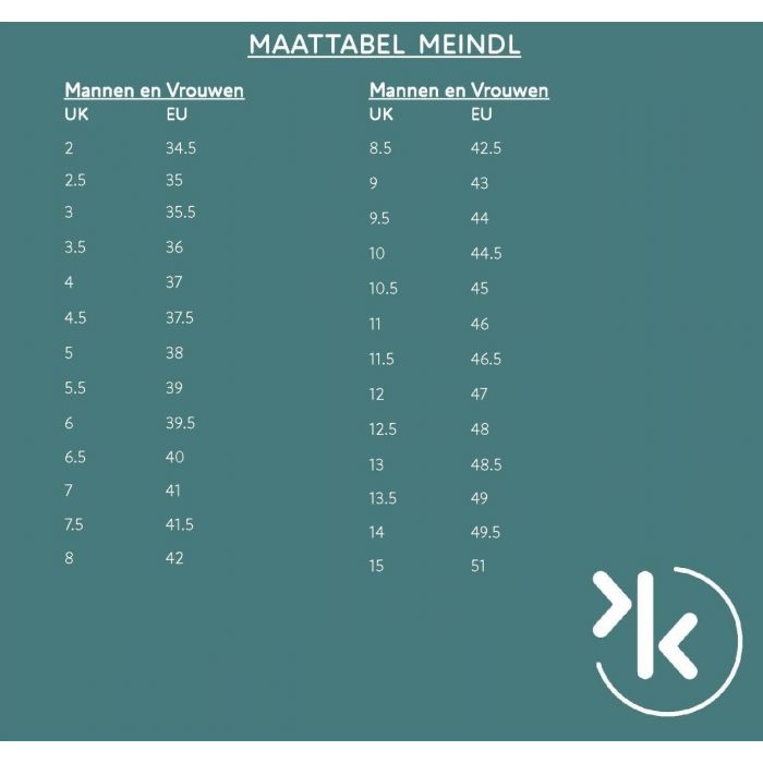Meindl maatvoering sales