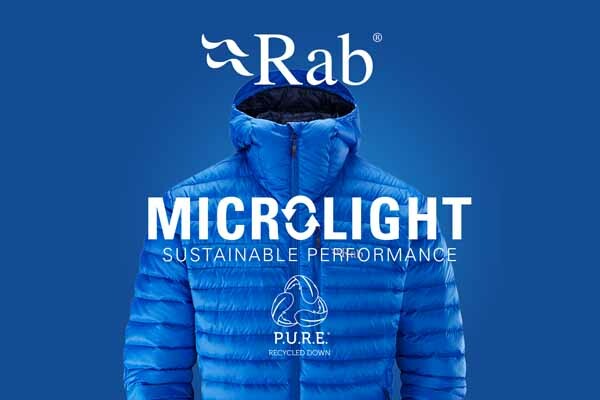Omgekeerde Winst kosten Gerecycled dons in de waterdichte Rab Microlight dons jassen